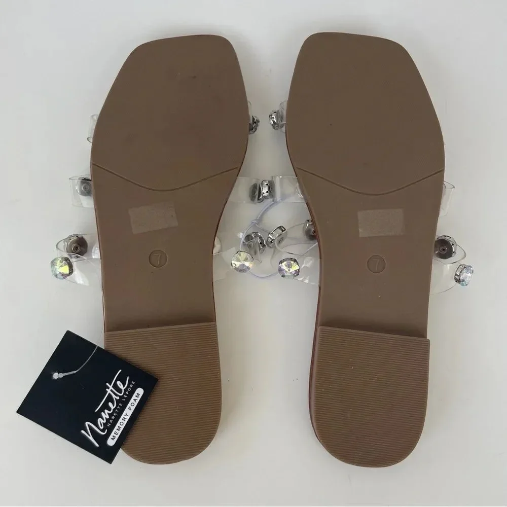 Nannette White and Brown Sandals with Elegant Turquoise Accents